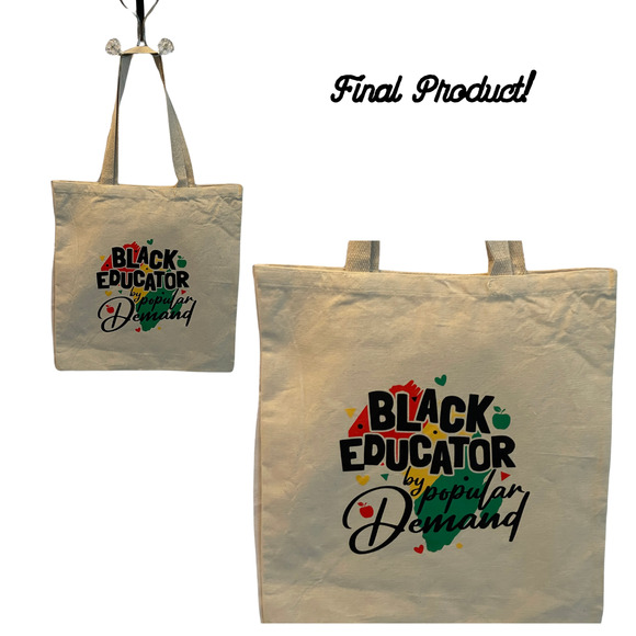Fashion Graphic Print Black Educator by Popular Design Trendy Canvas Tote Bag - Picture 3 of 5